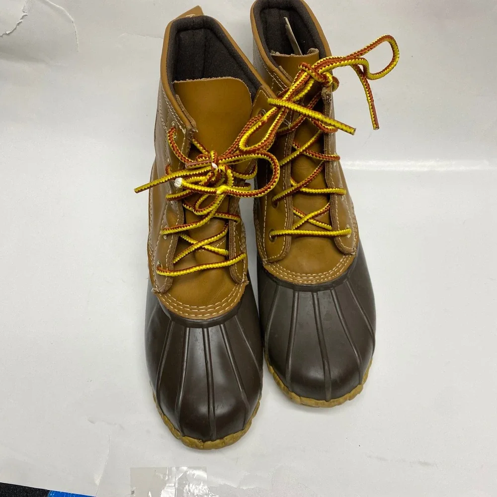 Ralph Lauren Kids Duck Boots Brown Leather Rubber‎ Logo Size 4